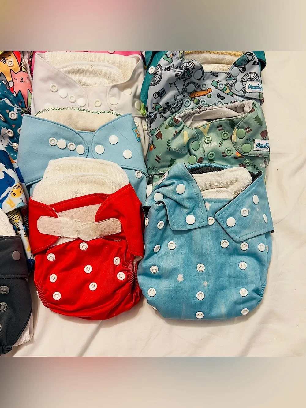 Mixed Brands Reusable Cloth Diapers Lot Covers Inserts Baby Multicolor Polyester